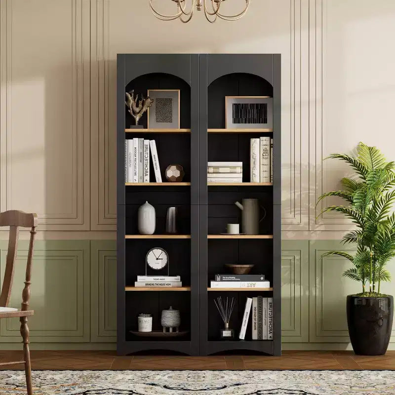 Étagère moderne Okak, étagères de rangement avec 8 tablettes réglables, lot de 2 organiseurs de rangement autonomes pour le salon, le bureau