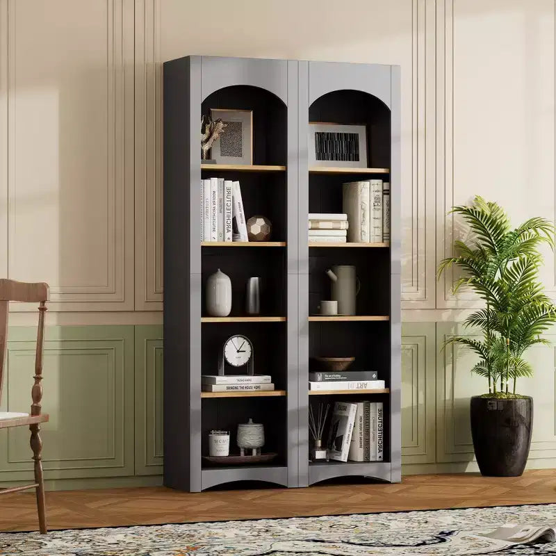Étagère moderne Okak, étagères de rangement avec 8 tablettes réglables, lot de 2 organiseurs de rangement autonomes pour le salon, le bureau