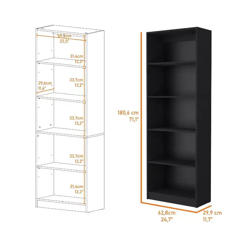 Okak - Étagère Minimaliste, Vitrine avec 5 Étagères Ouvertes, Organiseur de Rangement Autonome pour Salon, Bureau