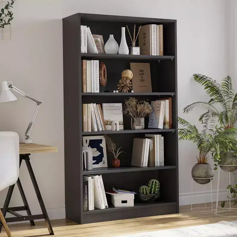 Okak Grande étagère de 152 cm, bibliothèque moderne à 5 niveaux ouverts, organiseur de rangement autoportant pour salon, bureau