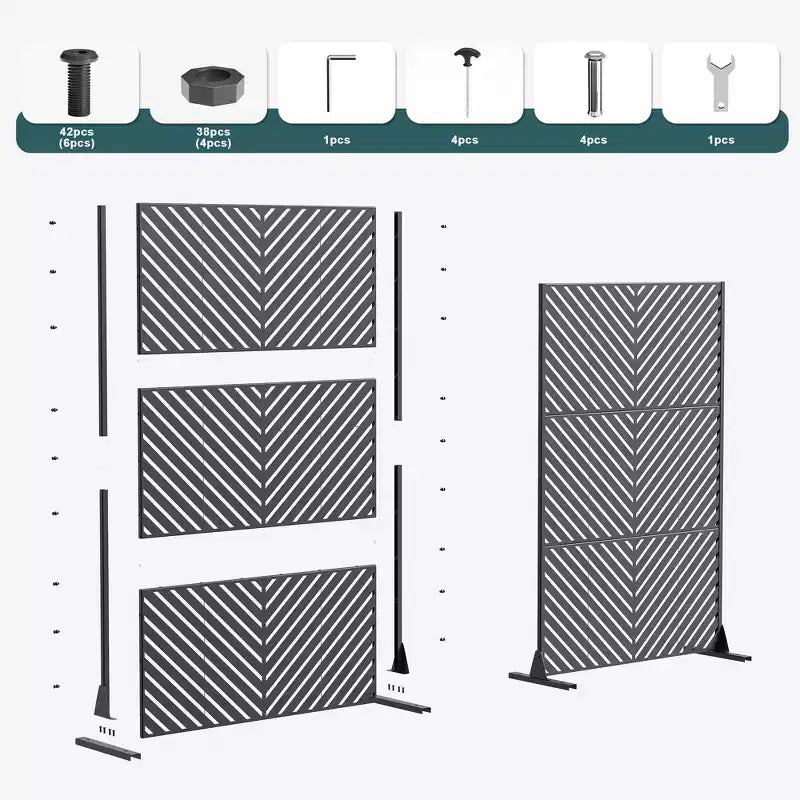 MAYEERTY Paravent tressé en rotin à motif croisé noir pour l'extérieur et l'intérieur, paravent décoratif autoportant pour balcon