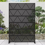 MAYEERTY Triangular Prismatic Light Black Galvanized Steel Screen Outdoor and Indoor Divider with Free Standing Decorative Privacy Screen