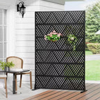 MAYEERTY Écran décoratif autoportant en acier galvanisé noir prismatique triangulaire, pour extérieur et intérieur