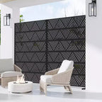MAYEERTY Écran décoratif autoportant en acier galvanisé noir prismatique triangulaire, pour extérieur et intérieur