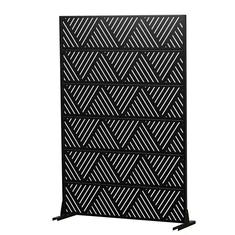 MAYEERTY Écran décoratif autoportant en acier galvanisé noir prismatique triangulaire, pour extérieur et intérieur