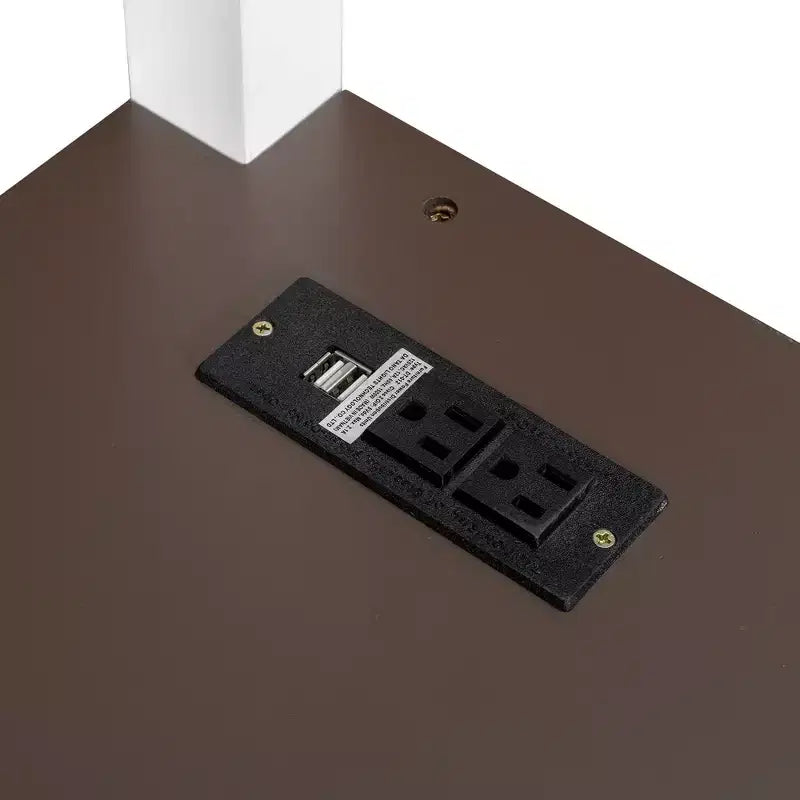 Lit mezzanine Queen Size avec bureau et étagères intégrés, cadre de lit mezzanine en bois peu encombrant avec boîte de rangement et USB, blanc