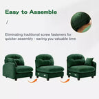 Canapé d'angle modulable 3 places en chenille beige en forme de U avec 2 poufs et 2 coussins décoratifs pour le salon