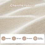Canapé d'angle modulable 3 places en chenille beige en forme de U avec 2 poufs et 2 coussins décoratifs pour le salon