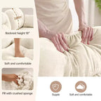 Canapé d'angle modulable 3 places en chenille beige en forme de U avec 2 poufs et 2 coussins décoratifs pour le salon
