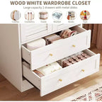 Armoire de 65 po avec tringle de suspension, armoire de rangement moderne à 2 portes et 2 tiroirs, pour chambre à coucher, vestiaire