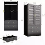 Armoire de 65 po avec tringle de suspension, armoire de rangement moderne à 2 portes et 2 tiroirs, pour chambre à coucher, vestiaire
