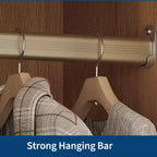 Grande Armoire-Penderie en Bois pour Chambre à Coucher, avec Portes Vitrées et 2 Tiroirs, Étagères et Tringle de Suspension pour Chambre, Vestiaire