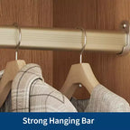 Grande Armoire-Penderie en Bois pour Chambre à Coucher, avec Portes Vitrées et 2 Tiroirs, Étagères et Tringle de Suspension pour Chambre, Vestiaire