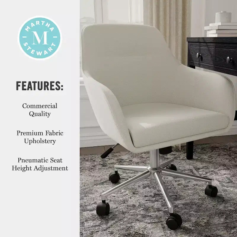 Chaise de bureau rembourrée Rayna Martha Stewart
