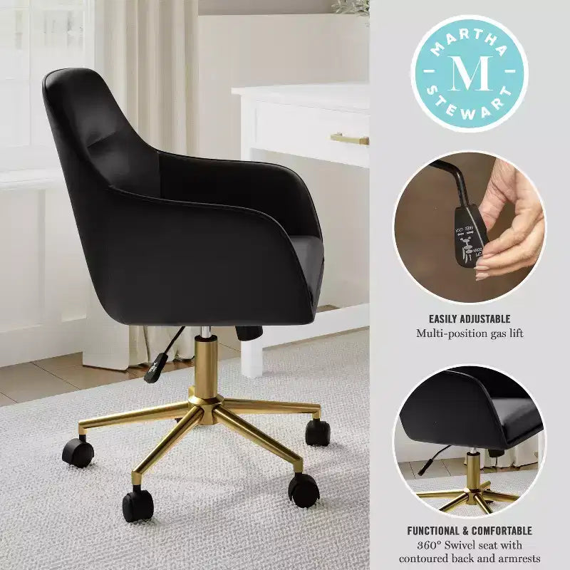 Chaise de bureau rembourrée Rayna Martha Stewart