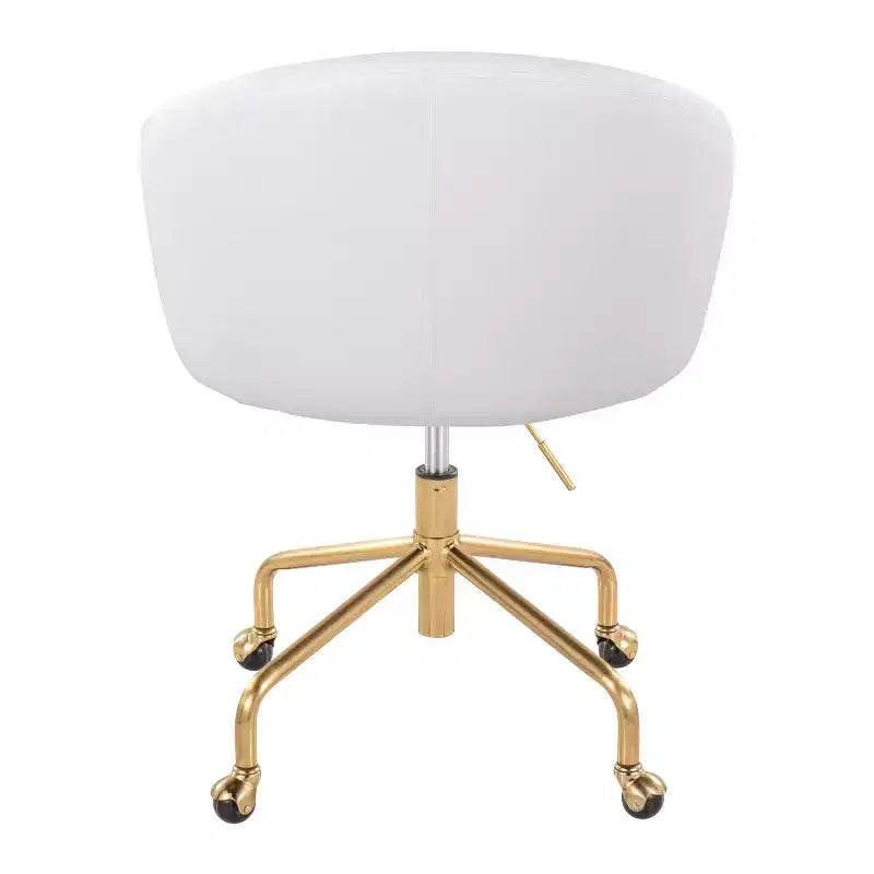 Fauteuil de bureau Okak avec hauteur réglable, chaise de bureau avec accoudoir et piètement dorés, chaise entrecroisée pour la maison, le bureau