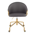 Fauteuil de bureau Okak avec hauteur réglable, chaise de bureau avec accoudoir et piètement dorés, chaise entrecroisée pour la maison, le bureau