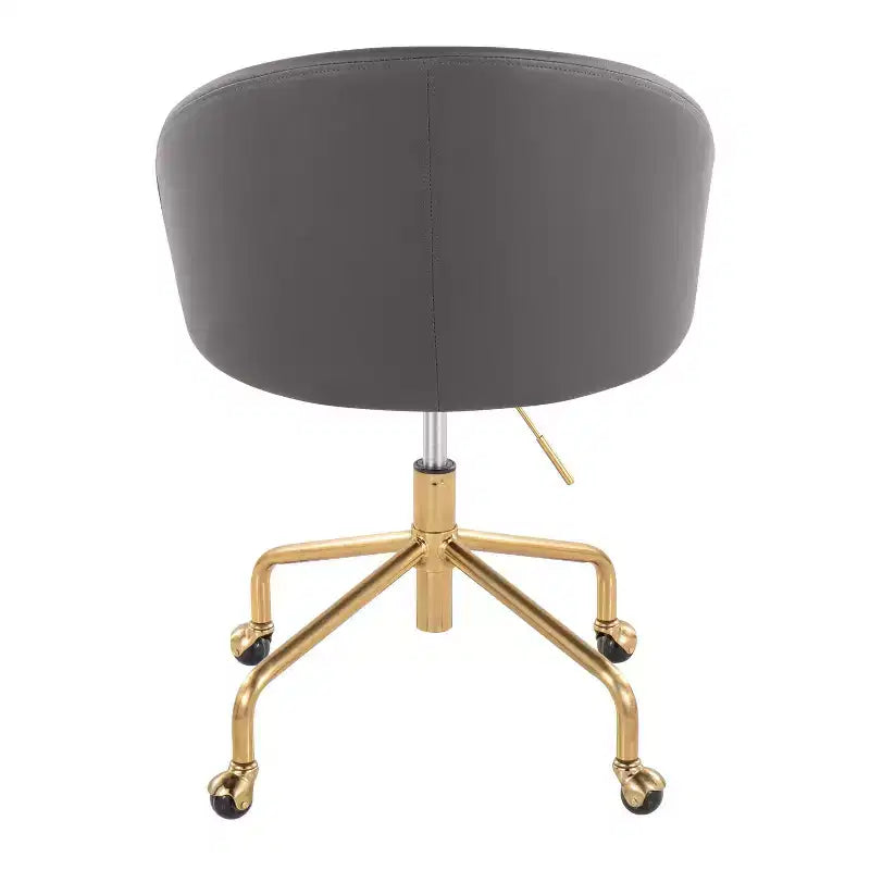 Fauteuil de bureau Okak avec hauteur réglable, chaise de bureau avec accoudoir et piètement dorés, chaise entrecroisée pour la maison, le bureau