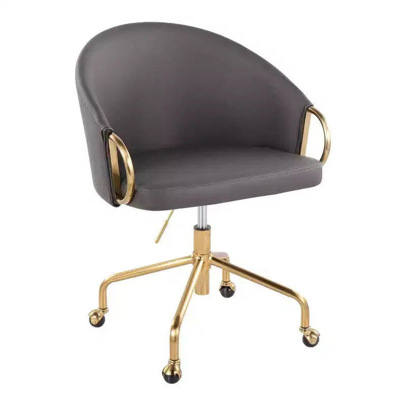 Okak Executive Office Chair with Adjustable Height, Desk Chair with Golden Armrest and Base, Criss Cross Chair for Home, Office