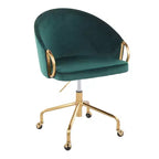 Fauteuil de bureau Okak avec hauteur réglable, chaise de bureau avec accoudoir et piètement dorés, chaise entrecroisée pour la maison, le bureau