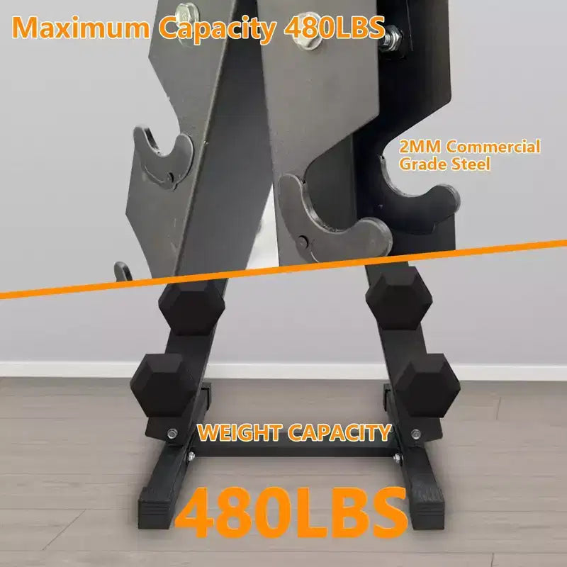 CuisinSmart Support de Rangement pour Haltères Uniquement avec Support à Haltères Compact à 5 Niveaux, Organisateur Portable de Rangement de Poids pour Espace de Gymnastique à Domicile, Capacité de 480 LBS, Noir