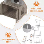 Arbre à chat, Meuble litière dissimulée - Meuble de toilette pour animaux 2 en 1 avec poteaux à griffer en sisal, hamacs, condo, plates-formes multiples pour chats