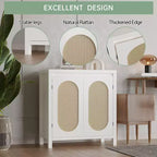 Meuble de rangement en rotin GustoWave avec portes tissées en PVC, buffet en bois avec étagère réglable, meuble de bar à café en bois