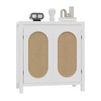 Meuble de rangement en rotin GustoWave avec portes tissées en PVC, buffet en bois avec étagère réglable, meuble de bar à café en bois