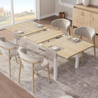Table de salle à manger/cuisine extensible de 160 cm pour 6-8 personnes, avec cadre en métal robuste, peu encombrante pour cuisine, salle à manger, appartement