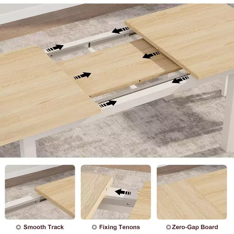 Table de salle à manger/cuisine extensible de 160 cm pour 6-8 personnes, avec cadre en métal robuste, peu encombrante pour cuisine, salle à manger, appartement