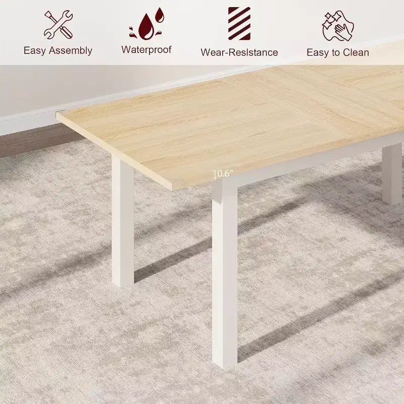 Table de salle à manger/cuisine extensible de 160 cm pour 6-8 personnes, avec cadre en métal robuste, peu encombrante pour cuisine, salle à manger, appartement