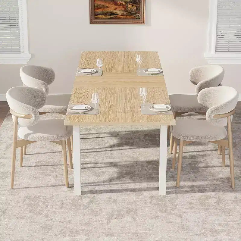 Table de salle à manger/cuisine extensible de 160 cm pour 6-8 personnes, avec cadre en métal robuste, peu encombrante pour cuisine, salle à manger, appartement