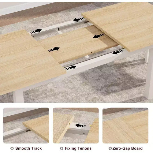 Table de salle à manger/cuisine extensible de 160 cm pour 6-8 personnes, avec cadre en métal robuste, peu encombrante pour cuisine, salle à manger, appartement