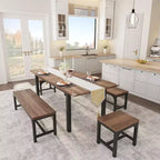 Table de salle à manger/cuisine extensible de 160 cm pour 6-8 personnes, avec cadre en métal robuste, peu encombrante pour cuisine, salle à manger, appartement
