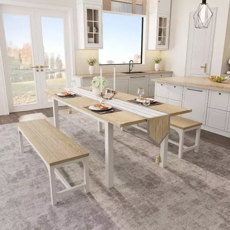 Table de salle à manger/cuisine extensible de 160 cm pour 6-8 personnes, avec cadre en métal robuste, peu encombrante pour cuisine, salle à manger, appartement