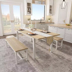 Table de salle à manger/cuisine extensible de 160 cm pour 6-8 personnes, avec cadre en métal robuste, peu encombrante pour cuisine, salle à manger, appartement