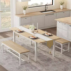 Table de salle à manger/cuisine extensible de 160 cm pour 6-8 personnes, avec cadre en métal robuste, peu encombrante pour cuisine, salle à manger, appartement