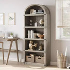 Étagère Arches 5 Niveaux 180 cm avec Grand Espace de Rangement, Bibliothèque de Style Mid-Century Moderne pour Salon, Chambre et Bureau