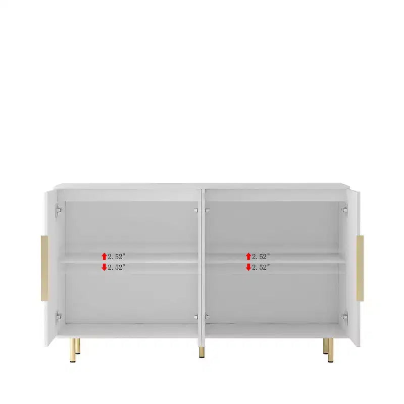 Buffet moderne Okak, meuble de rangement avec portes cannelées et étagères réglables, buffet d'appoint pour salon, entrée, couloir, cuisine