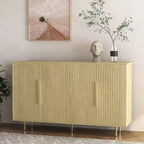 Buffet moderne Okak, meuble de rangement avec portes cannelées et étagères réglables, buffet d'appoint pour salon, entrée, couloir, cuisine