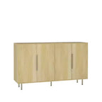 Buffet moderne Okak, meuble de rangement avec portes cannelées et étagères réglables, buffet d'appoint pour salon, entrée, couloir, cuisine