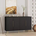 Buffet moderne Okak, meuble de rangement avec portes cannelées et étagères réglables, buffet d'appoint pour salon, entrée, couloir, cuisine
