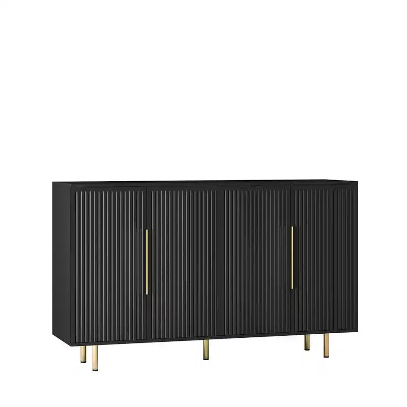 Buffet moderne Okak, meuble de rangement avec portes cannelées et étagères réglables, buffet d'appoint pour salon, entrée, couloir, cuisine