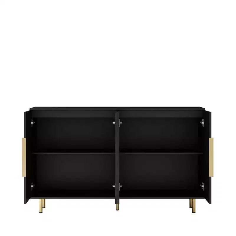 Buffet moderne Okak, meuble de rangement avec portes cannelées et étagères réglables, buffet d'appoint pour salon, entrée, couloir, cuisine