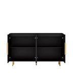 Buffet moderne Okak, meuble de rangement avec portes cannelées et étagères réglables, buffet d'appoint pour salon, entrée, couloir, cuisine