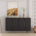 Buffet moderne Okak, meuble de rangement avec portes cannelées et étagères réglables, buffet d'appoint pour salon, entrée, couloir, cuisine