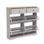 Meuble à chaussures Okak, Organiseur de chaussures avec 3 tiroirs basculants et 1 tiroir simple, Étagère à chaussures autoportante pour entrée, salon, couloir