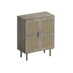 Buffet de rangement Okak en rotin avec 4 portes et 8 étagères, meuble de rangement pour salon, salle à manger, cuisine