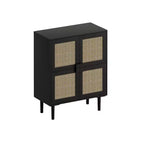 Buffet de rangement Okak en rotin avec 4 portes et 8 étagères, meuble de rangement pour salon, salle à manger, cuisine