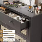 Buffet de ferme Okak, meuble de rangement avec 4 tiroirs, pour salon, salle à manger, cuisine
